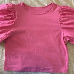 Cropped Shirt with Bubble Sleeves